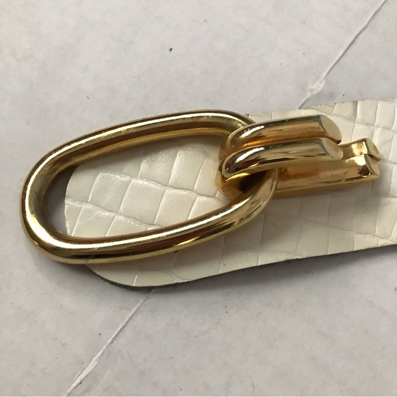 CALDERON Belt White Croc Embossed Leather Corset Gold Buckle Size Medium - Picture 4 of 10